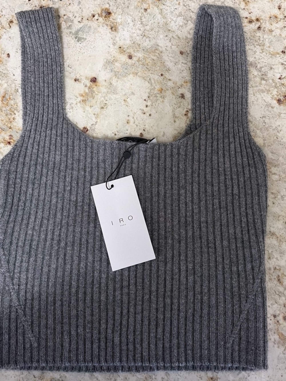 IRO Ribbed Knit Crop Tank in Charcoal Grey